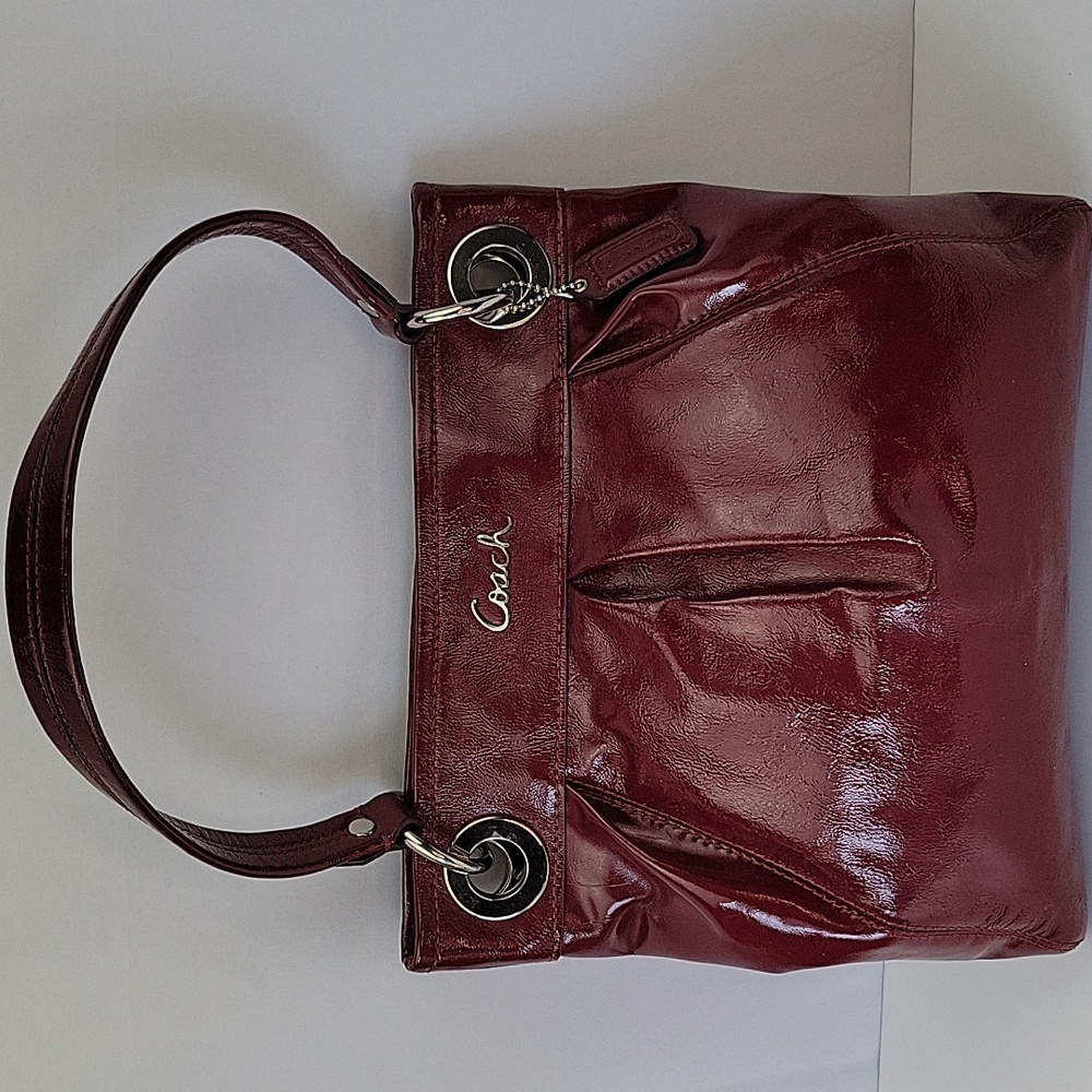 Coach Ashley Shoulder Bag Merlot Patent Leather